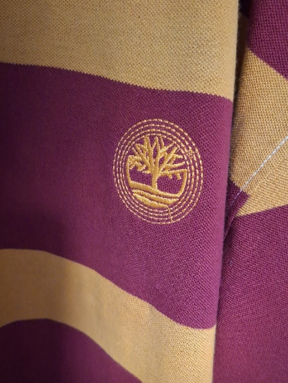 Vintage Timberland Maroon and Mustard Striped Rugby Polo - Picture 5 of 8